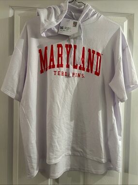 Maryland Terrapins White Short-Sleeve Hoodie Tee